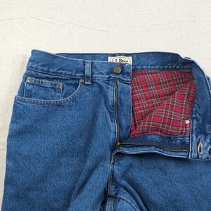 LL Bean Jeans Womens Blue Flannel Lined Denim High Rise